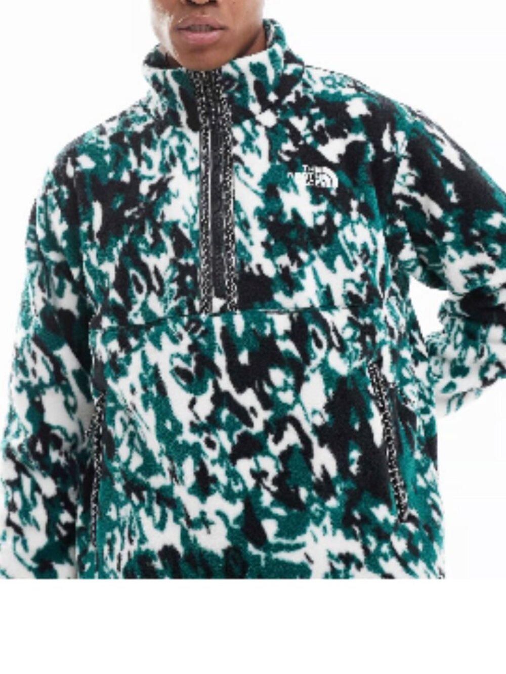 The North Face TNF Fleeski 1/4 Zip Pullover Men's Large Deep Nori Trail Print NW